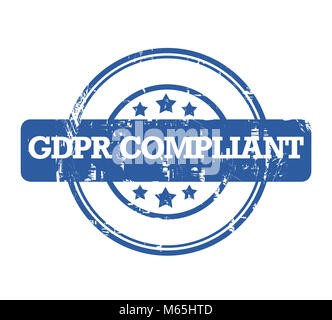 General Data Protection Regulation, GDPR compliant stamp on white background. Stock Photo