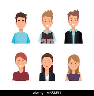 group of young people poses and styles Stock Vector