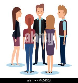 group of young people poses and styles Stock Vector