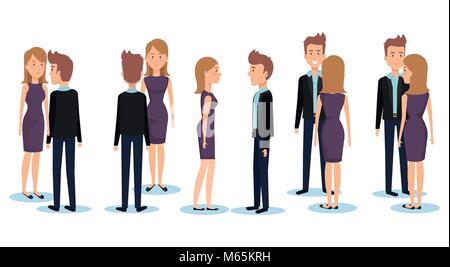 group of young people poses and styles Stock Vector