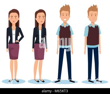 group of young people poses and styles Stock Vector