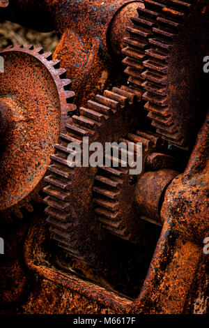 Rusty gears - Alaska, Chena Hot Springs Stock Photo