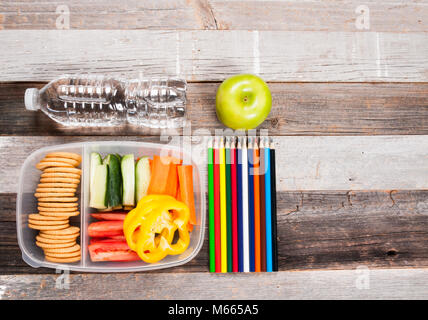 School supplies on wooden background. Back to school Stock Photo