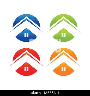 Abstract Circular Simple Home Emblem Vector Icon Symbol Graphic Logo Design Stock Vector