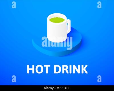 Hot drink isometric icon, isolated on color background Stock Vector