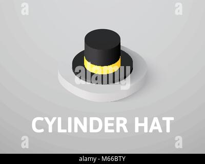 Cylinder hat isometric icon, isolated on color background Stock Vector