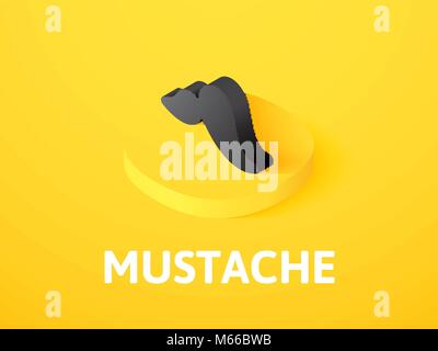 Mustache isometric icon, isolated on color background Stock Vector
