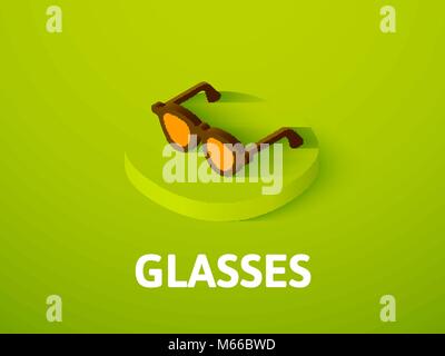 Glasses isometric icon, isolated on color background Stock Vector