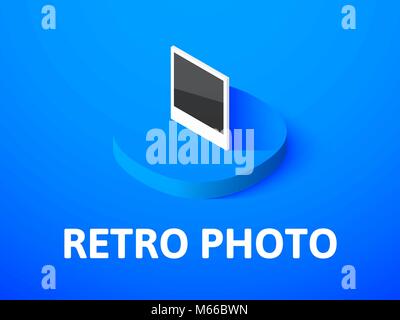 Retro photo isometric icon, isolated on color background Stock Vector