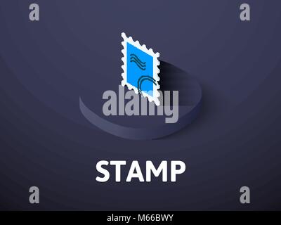 Stamp isometric icon, isolated on color background Stock Vector
