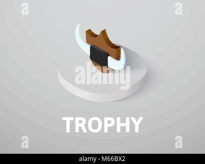 Trophy isometric icon, isolated on color background Stock Vector