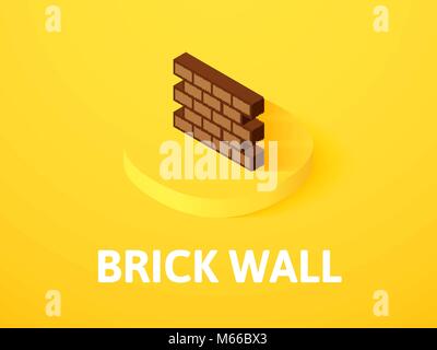 Brick wall isometric icon, isolated on color background Stock Vector