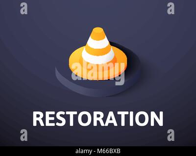 Restoration isometric icon, isolated on color background Stock Vector