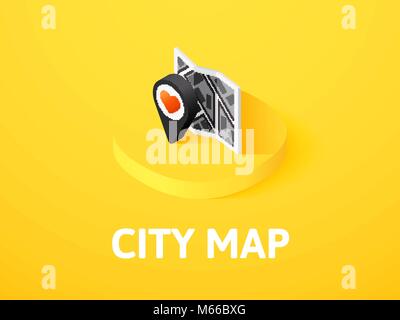 City map isometric icon, isolated on color background Stock Vector