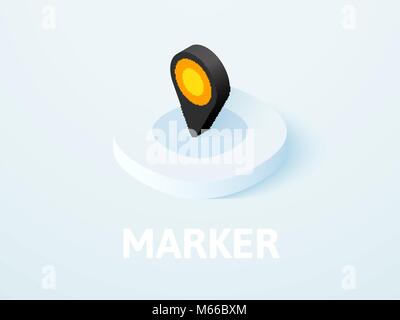 Marker isometric icon, isolated on color background Stock Vector