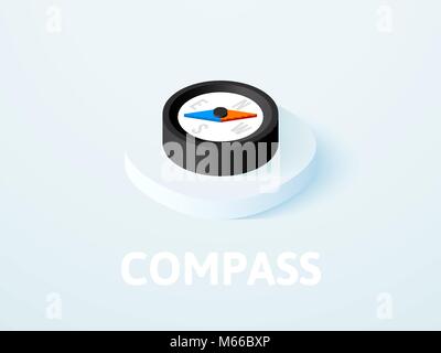 Compass isometric icon, isolated on color background Stock Vector