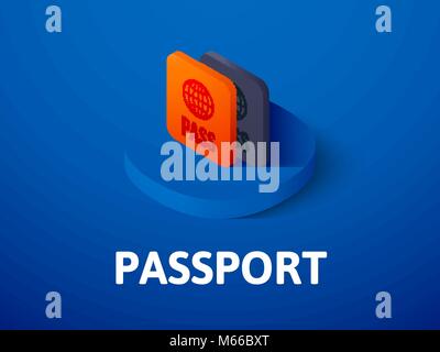 Passport isometric icon, isolated on color background Stock Vector