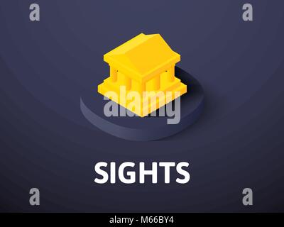 Sights isometric icon, isolated on color background Stock Vector