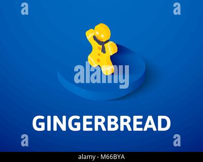 Gingerbread isometric icon, isolated on color background Stock Vector