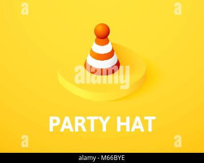 Party hat isometric icon, isolated on color background Stock Vector