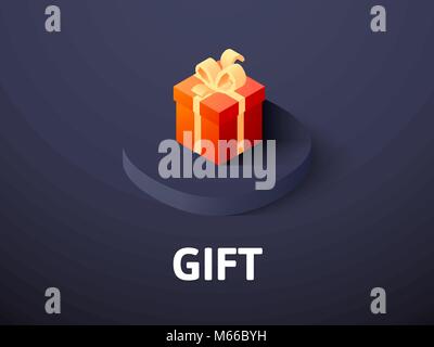 Gift isometric icon, isolated on color background Stock Vector