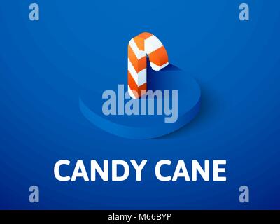 Candy cane isometric icon, isolated on color background Stock Vector