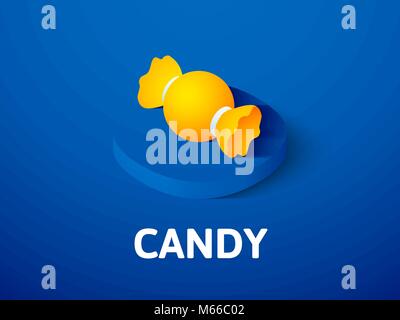 Candy isometric icon, isolated on color background Stock Vector