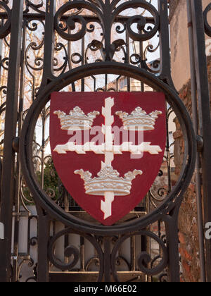 colchester shield sign emblem on gates red and black town park; essex; england; uk Stock Photo