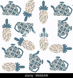 Tea pot seamless pattern. It is located in swatch menu, vector image Stock Vector
