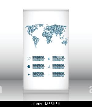 roll up business banner design, special flyer design, vertical presentation template Stock Vector