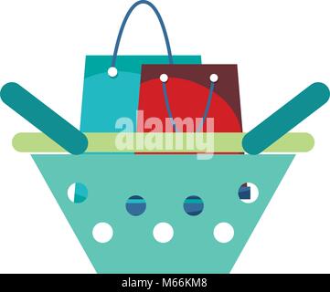 shopping bag inside commer basket shop Stock Vector