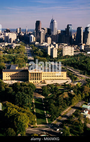 1990s 1994 AERIAL VIEW OF PHILADELPHIA SKYLINE ART MUSEUM IN FOREGROUND ...