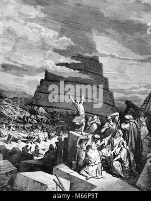 BUILDERS OF THE TOWER OF BABEL THE CONFUSION OF TONGUES BY GUSTAV DORE IN 1865 - q64098 CPC001 HARS TOWER OF BABEL Stock Photo