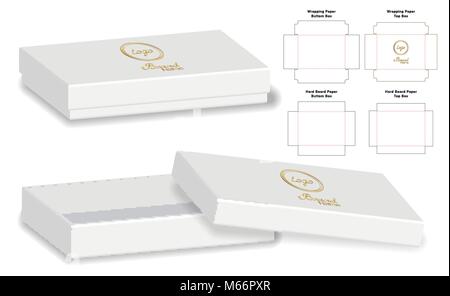 Box packaging die cut template design. 3d mock-up Stock Vector