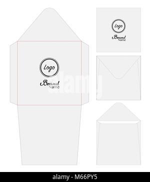 Envelope die cut mock up template vector Stock Vector