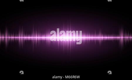 Sound waves of light purple on a dark background. Background for the radio, club, party. Vibration of light. Bright flash of light. Vector illustratio Stock Vector