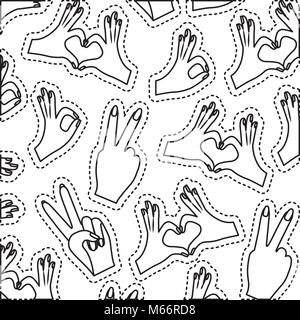 hands forming a heart with fingers and ok pattern Stock Vector