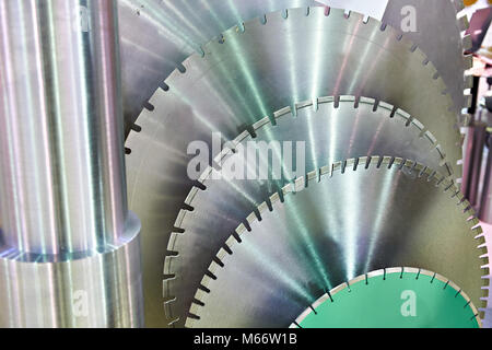 Huge disks for industrial circular saws Stock Photo