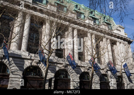 An exterior of Australia House, the Australian High Commission on the Strand, on 16th February 2018, in London, England. Stock Photo