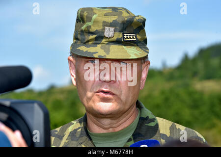 ***FILE PHOTO*** Ales Opata will be the new Czech chief-of-staff as of May 1, 2018, Defence Minister Karla Slechtova (for ANO) announced on Thursday, March 1, 2018, adding that she will propose the dismissal of the current chief-of-staff, Josef Becvar (pictured), to the cabinet meeting next Thursday. ORIGINAL CAPTION: Czech Chief of Staff Josef Becvar attends the Tobruq Legacy 2017 military exercise within NATO, in Hradiste military training grounds, Czech Republic, on July 19, 2017. 2200 soldiers from 10 NATO member states participated in this exercise. (CTK Photo/Slavomir Kubes) Stock Photo