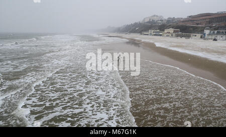 Snow Surfer - Bournemouth Beach 01 March 2018 Stock Photo