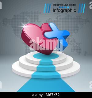 Health, stair, ladder icon. 3D Medical infographic. Stock Vector