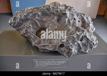 Meteor Crater was formed 50,000 years ago when an nickel-iron meteorite measuring 50 meters (160 feet), struck in Winslow Arizona. Stock Photo