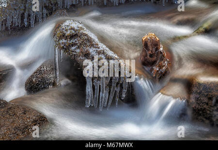 Icicles in a stream Stock Photo