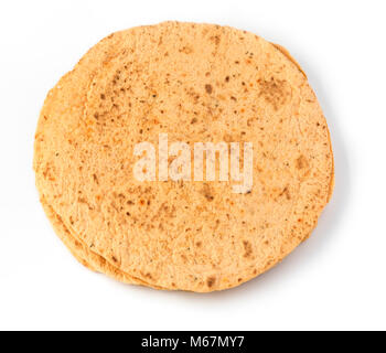 Plain tortilla wrap isolated on white from above. Stock Photo