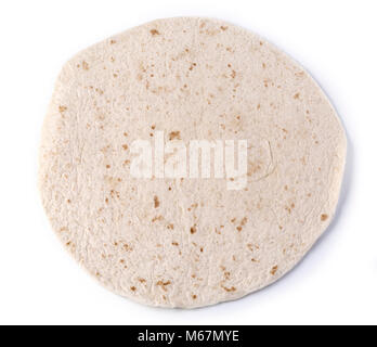 Plain tortilla wrap isolated on white from above. Stock Photo