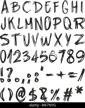 Punk Writting Font Big Stock Vector