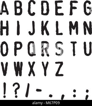 Old Stamp Or Typewriter Alphabet Font Stock Vector