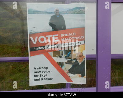 Vote Ronald McDonald independent 4th may 2017. Skye trail. Isle of skye. Highlands. Scotland. UK Stock Photo