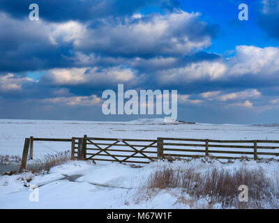 Grazing marshes at Salthouse Norfolk in Winter snow Stock Photo